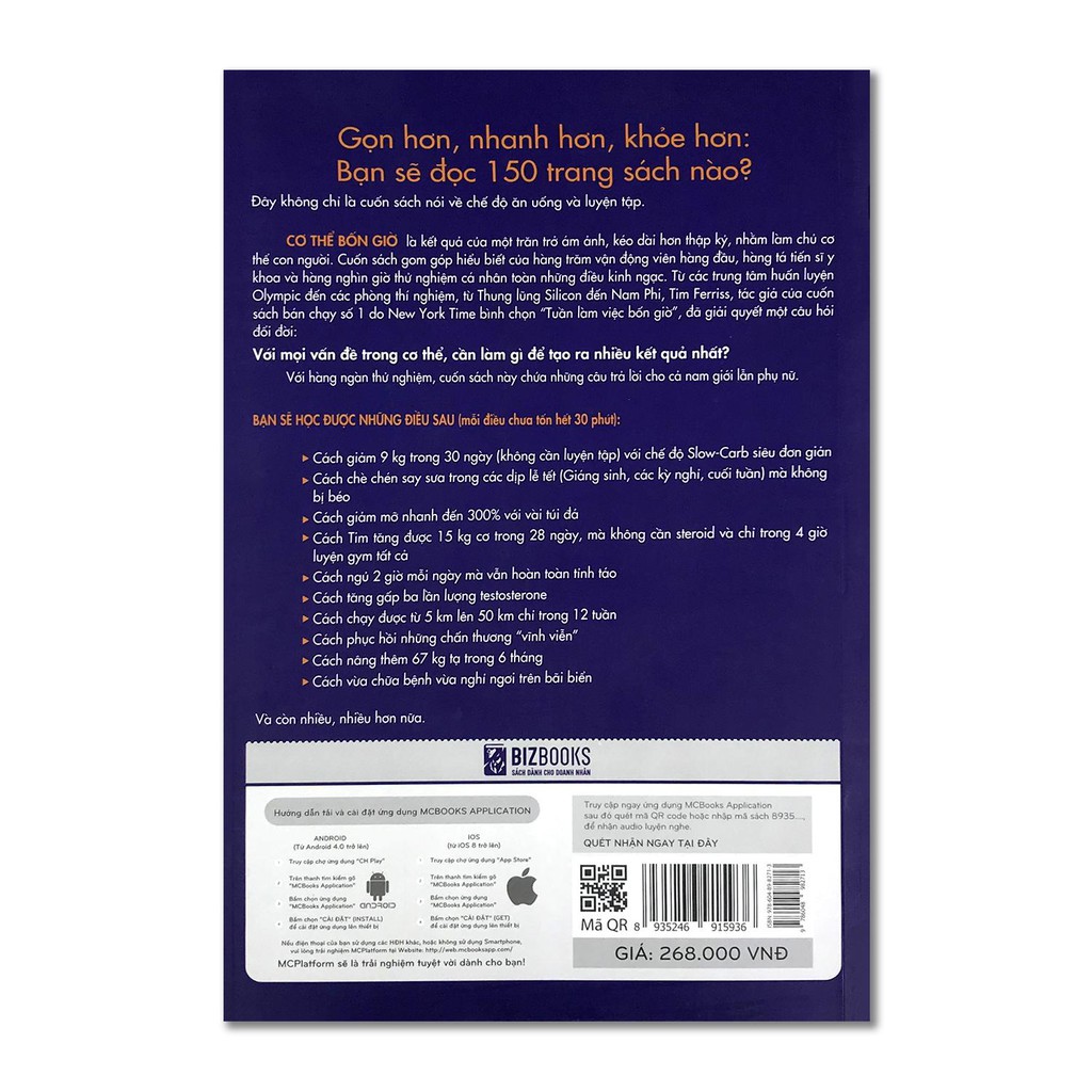 The 4 - Hour Body: Cơ Thể 4 Giờ (Bí Quyết Cân Đối, Khỏe Mạnh Và Đời Sống Tình Dục Thăng Hoa) - MCbooks