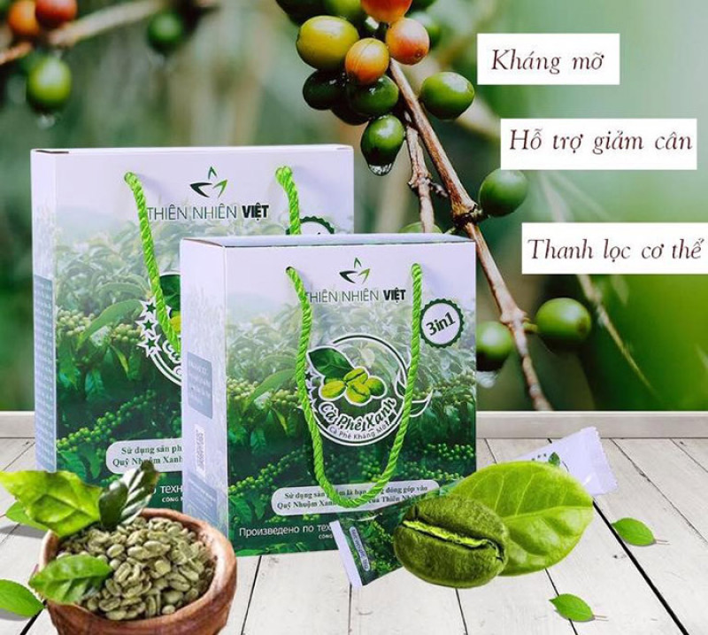 Cà phê xanh giảm mỡ Thiên Nhiên Việt hộp 10 gói giá rẻ
