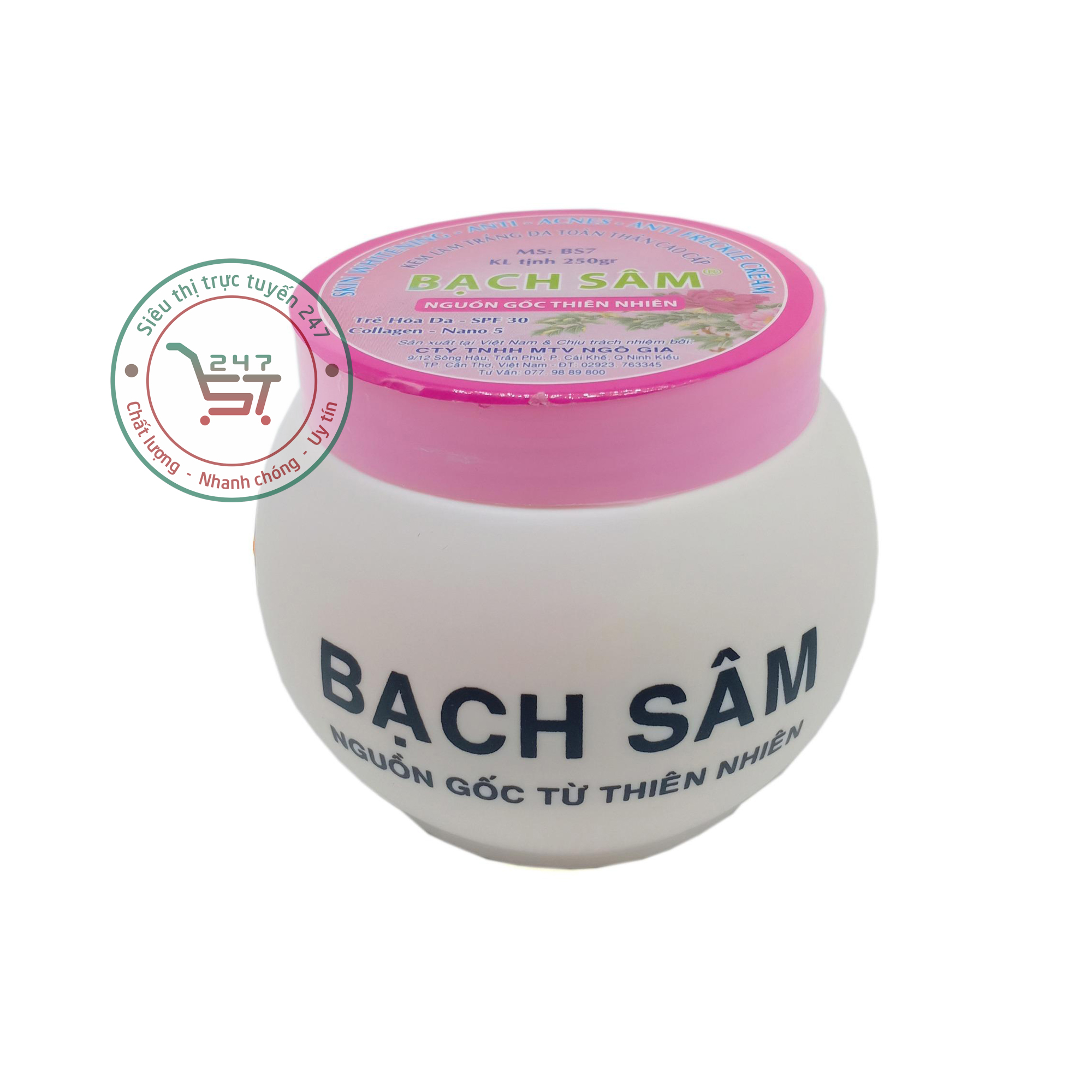 Kem body dưỡng Trắng da toàn thân Bạch Sâm BS7 250g (Trắng-Hồng)