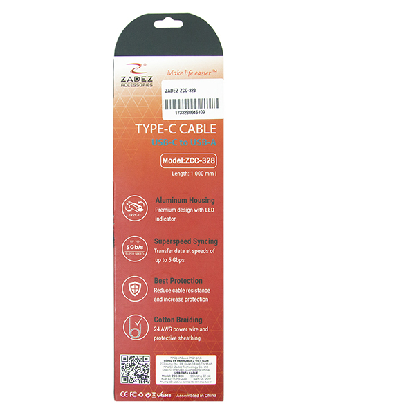 USB - C to USB 3.0 Cable Zadez Zcc-328