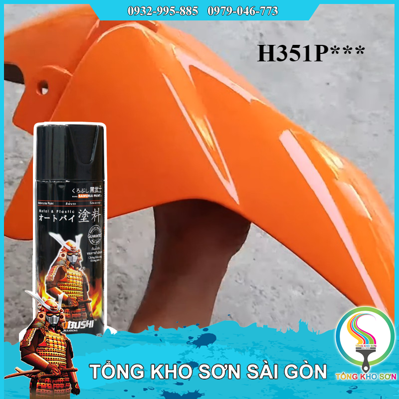 Chai sơn xịt Samurai màu cam ngọc trai H351P