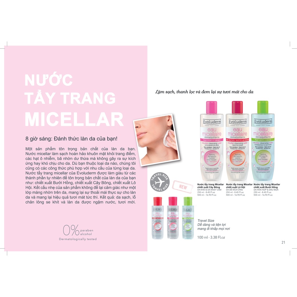 Nước tẩy trang Evoluderm Eau Micellaire 500ml Pháp