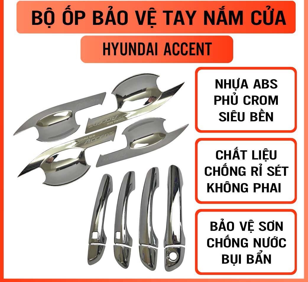 Ốp tay hõm cửa mạ crom cho xe hyundai accent 2018-2020