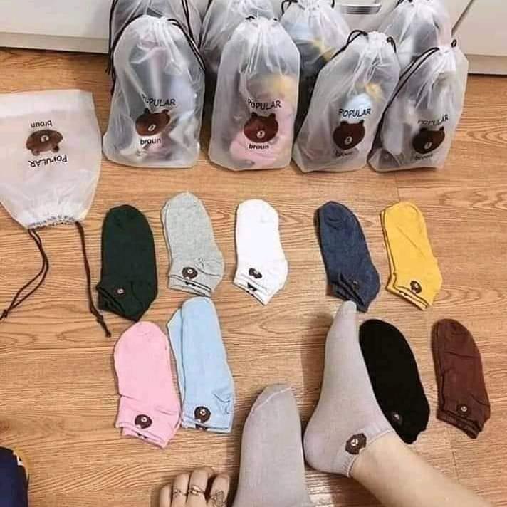 Set 10 đôi tất vớ gấu brown cổ ngắn