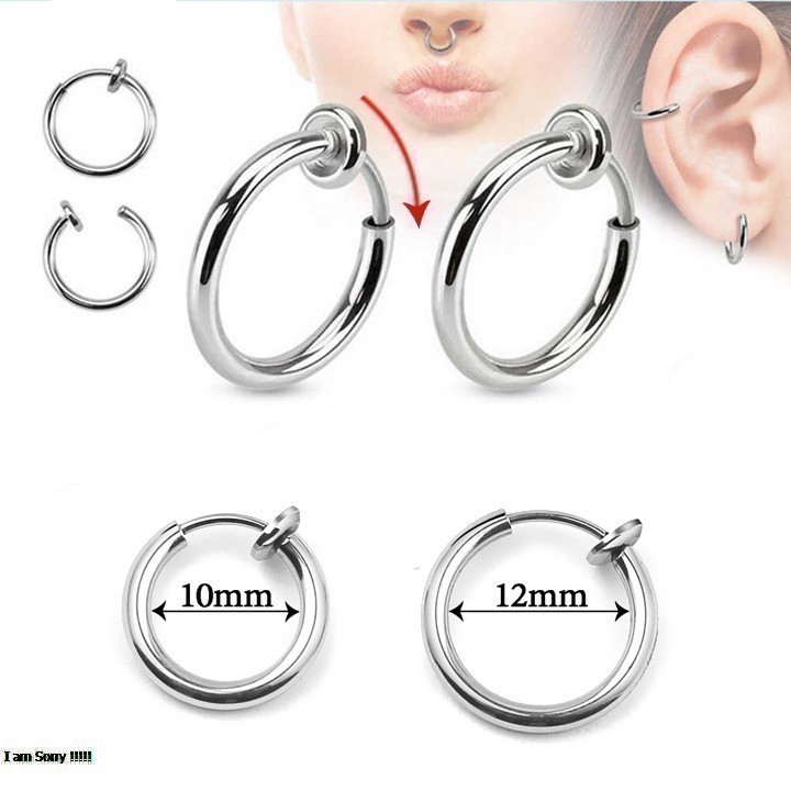 1 Chiếc Bông tai nam khoen tròn không bấm lỗ cực đẹp không đen- BTN02