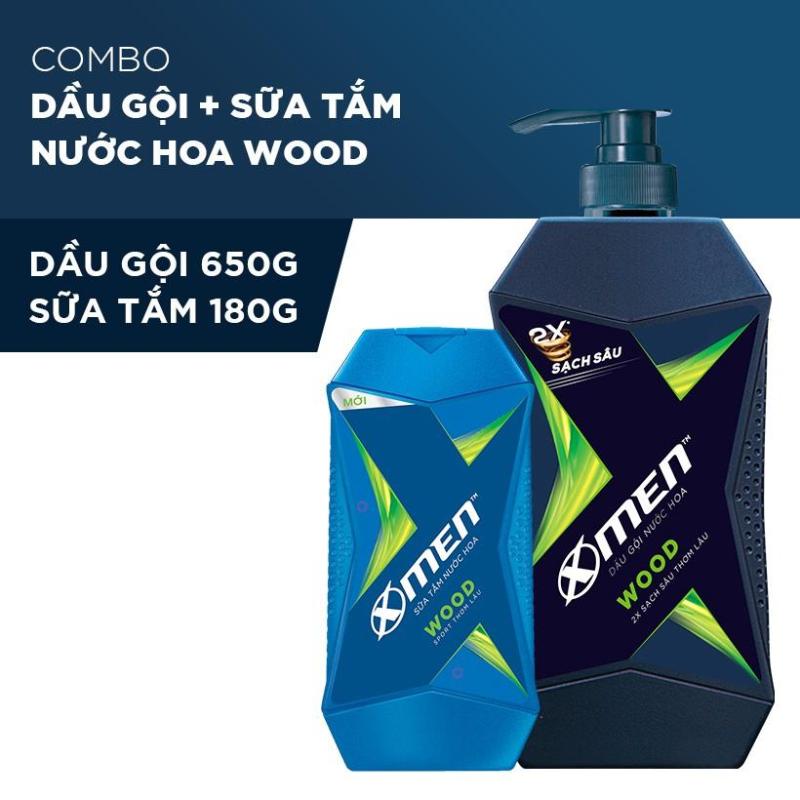 X Men - Combo Dầu Gội X-Men Nước hoa Wood 650G + Sữa Tắm X-Men Nước hoa Wood 180G - Giá Sỉ