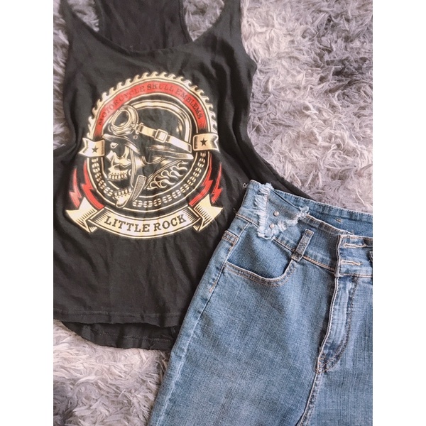 Set áo ba lỗ và quần jean ngố size S