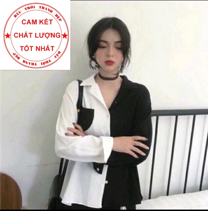 ÁO SƠ MI PHỐI 2 MÀU, áo sơ mi nữ, PHỤNG HOÀNG