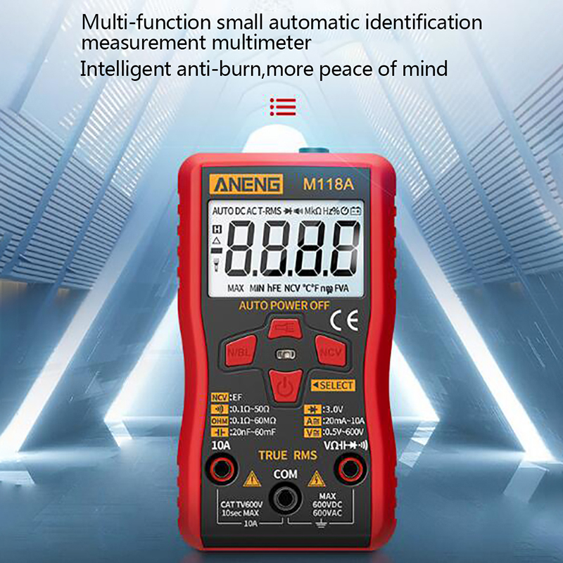 Bengzhar Aneng Đồng hồ vạn năng kỹ thuật số m118a Máy kiểm tra AC/DC cầm tay máy đo điện trở Mini RMS