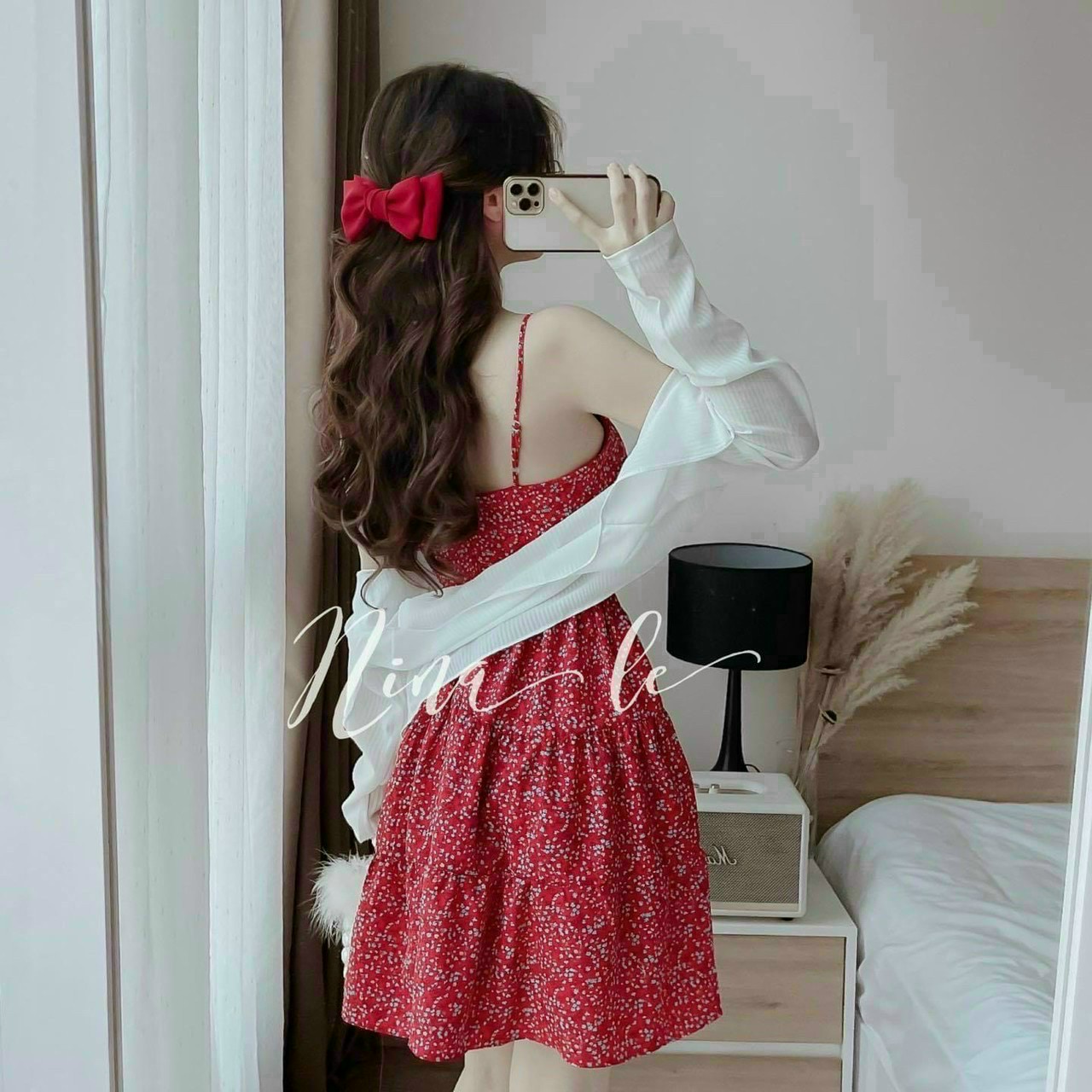Set Đầm Lụa 2 Dây Có Mút Gân Phối Áo Khoác Siêu Dễ Thương