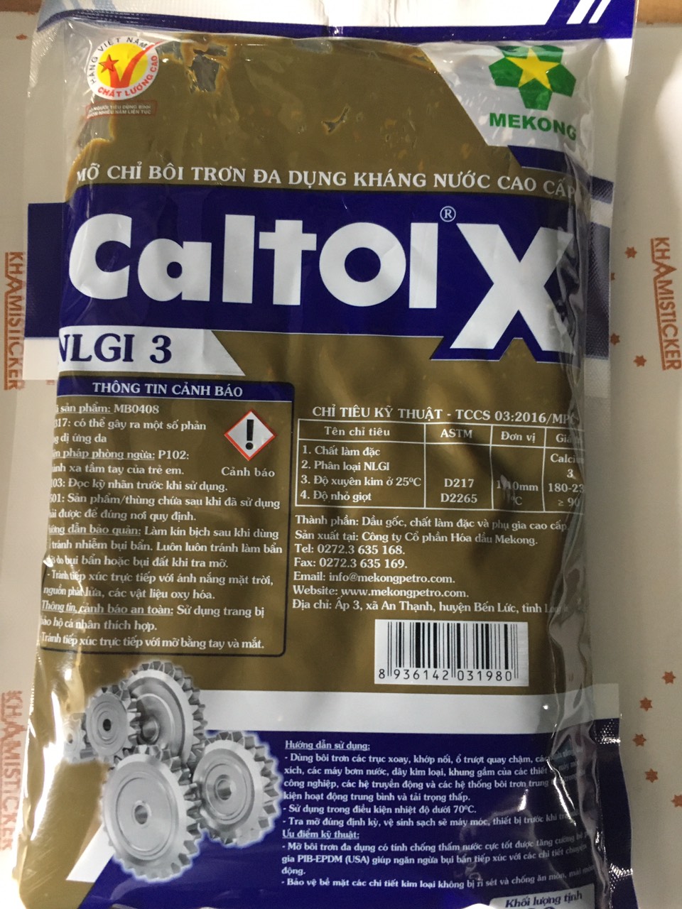 Mỡ bôi trơn gốc calcium kháng nước cao cấp, Caltol X 800 gram