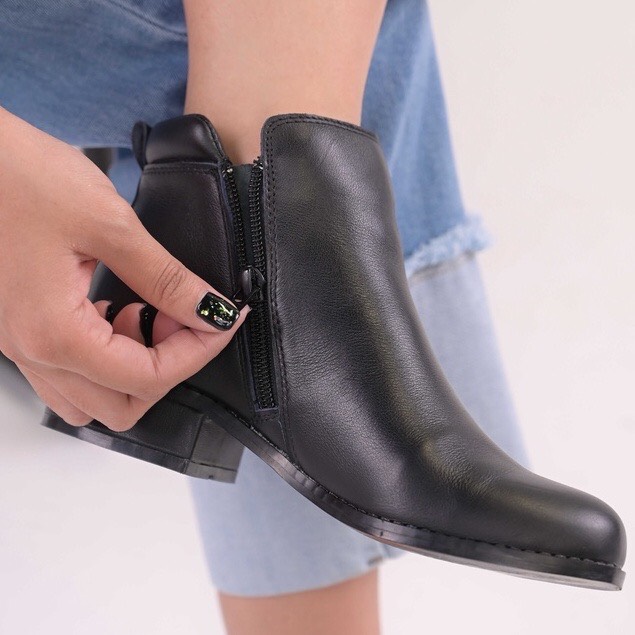 Giầy Bốt Nữ Da Thật Cao 3cm Hàng VNXK