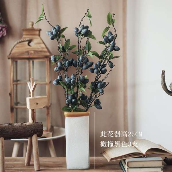 Qimo Mô Phỏng Quả Ô Liu Trong Nhà Soft Decor Trang Trí Phòng Khách Window Display Trái Cây Cành Cây Quả Cắm Hoa Để Bàn Mặt Đất