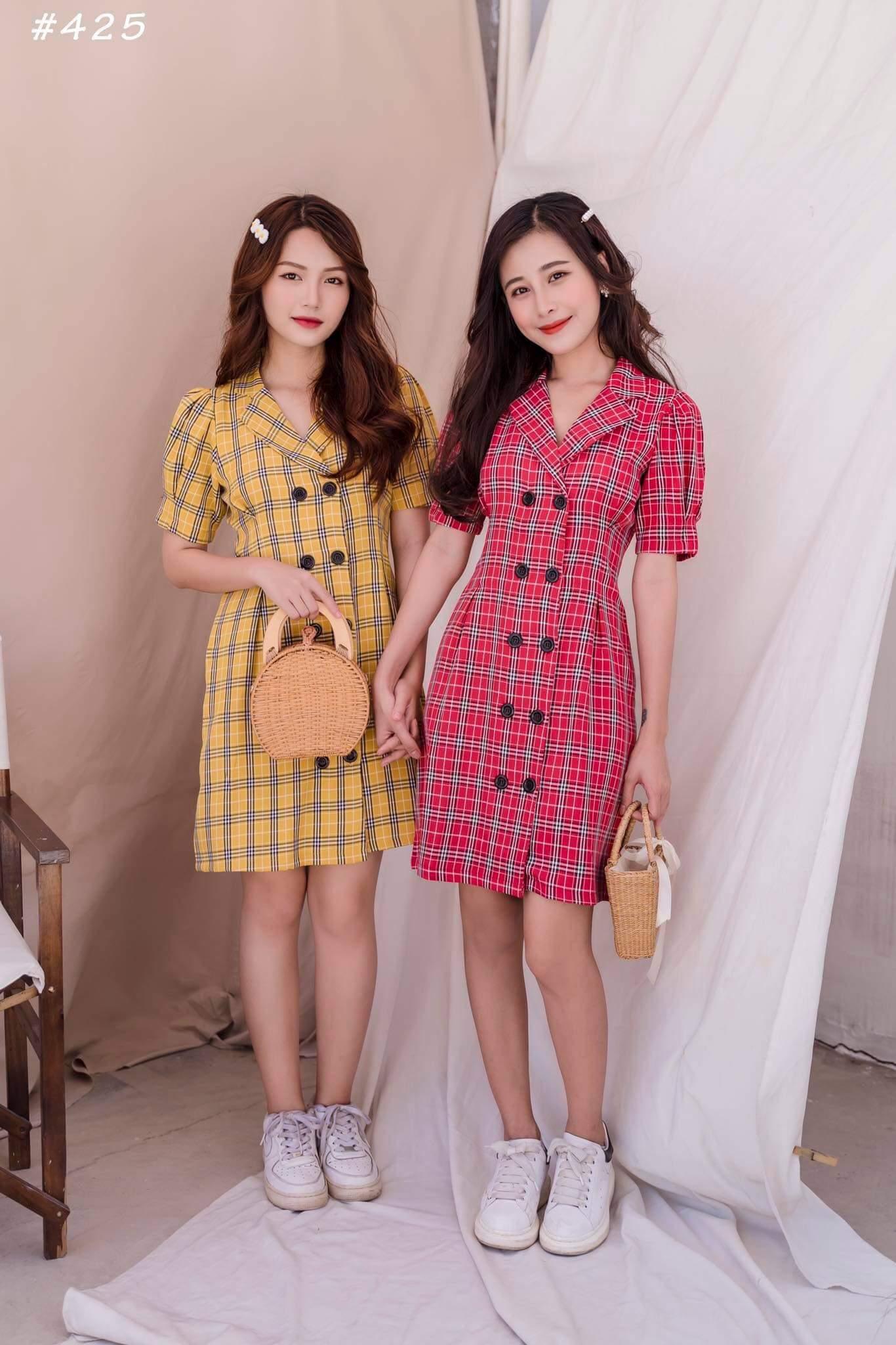 Sét đầm vét nút caro cao cấp-QH