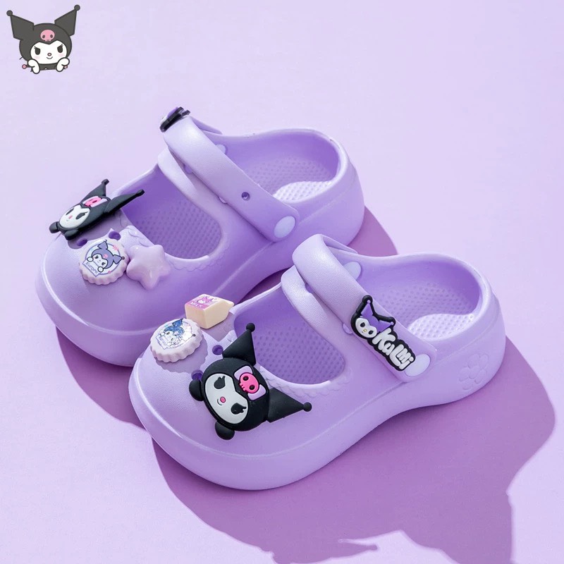 Phom to dép sục cho bé gắn charm gấu dâu siêu đẹp mềm êm chân