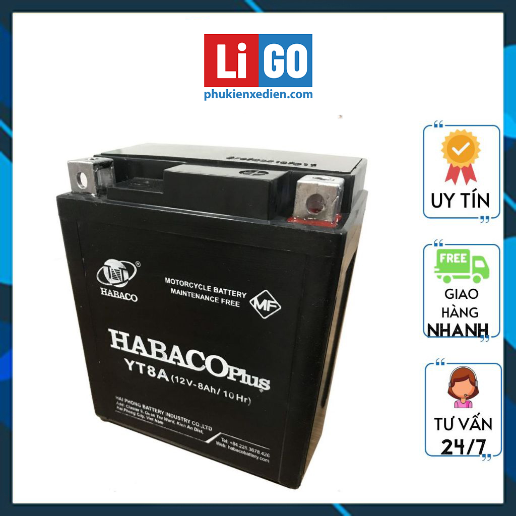 Ắc quy xe máy12V 8Ah HABACO PLUS YT8A
