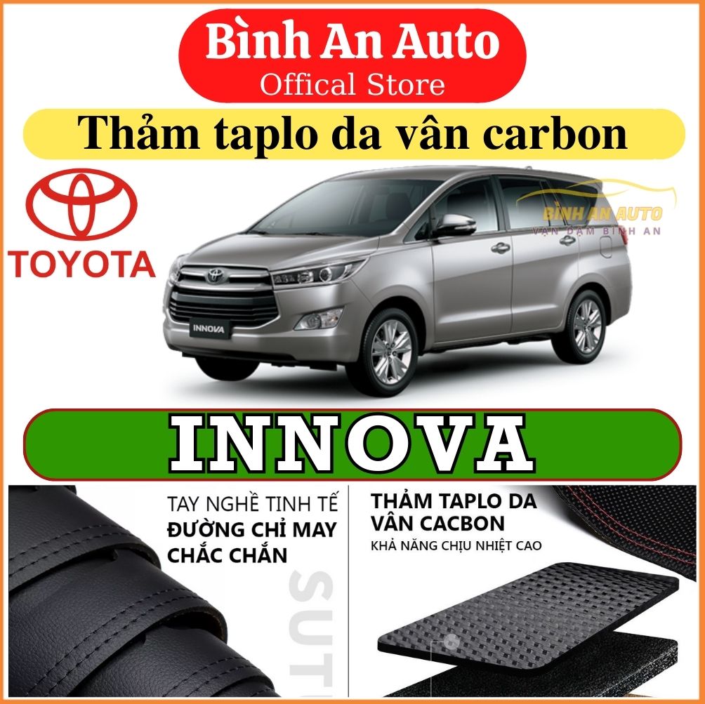 Thảm taplo TOYOTA INNOVA 2006-2022 da vân cacbon, thảm phủ taplo, taplo cacbon, taplo da - Bình An Auto