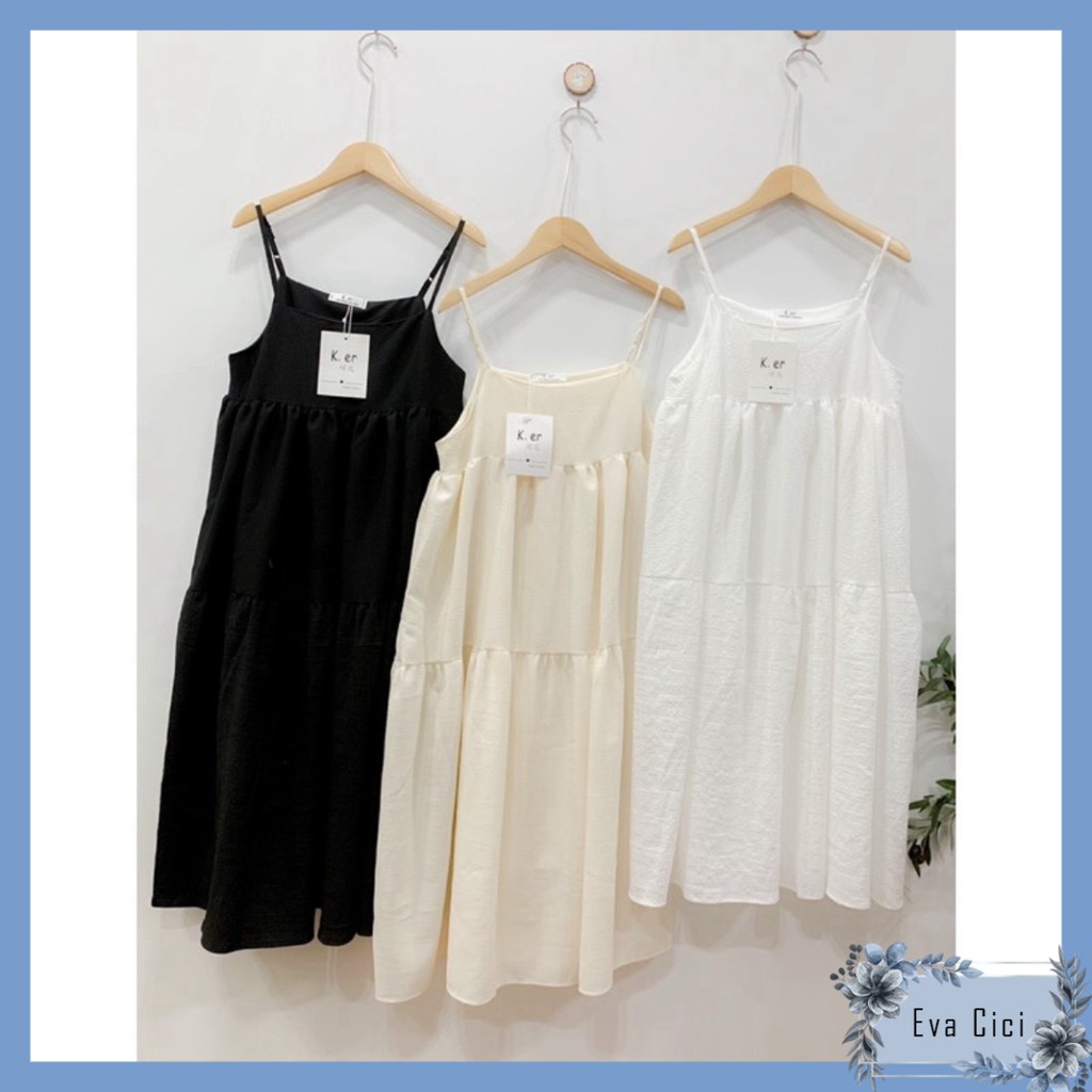 {EVACICI} Váy 2 dây dáng xòe, Đầm 2 dây cute dễ mặc 3 màu.