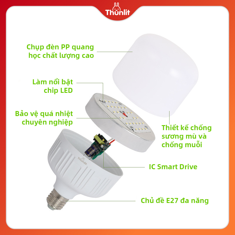 Bóng đèn LED Thunlit 10w E27 ánh sáng trắng chất lượng cao