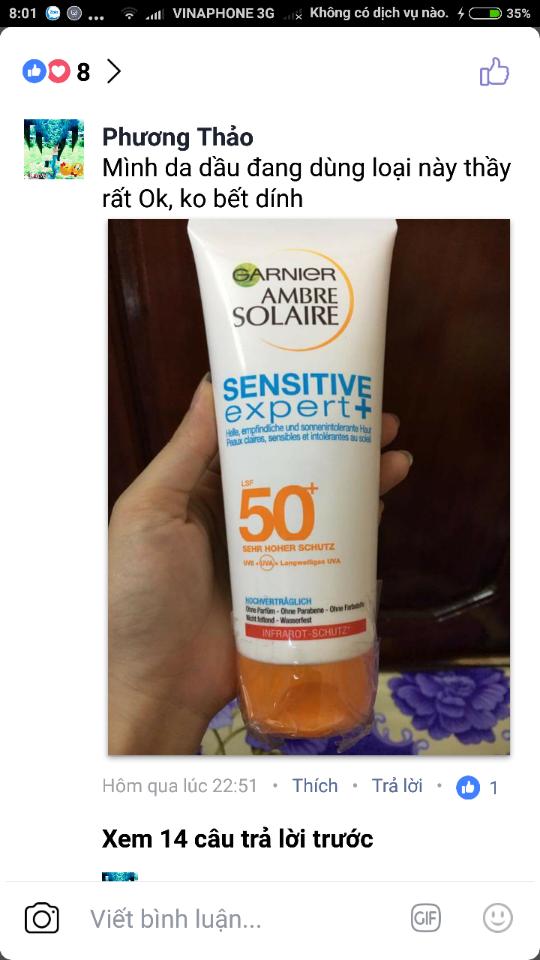 (Review) Kem chống nắng thảo dược Garnier Đức