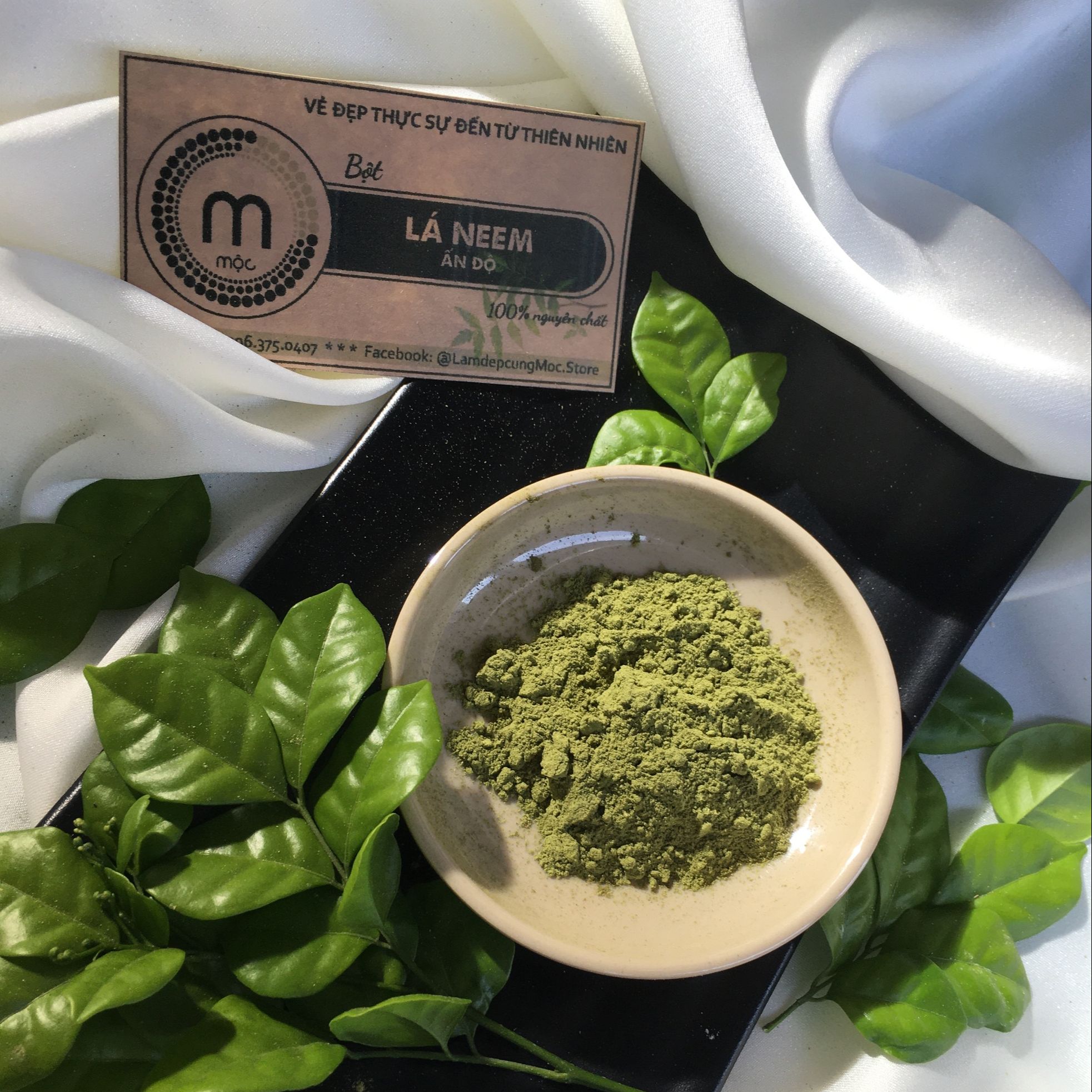 Bột lá neem Ấn Độ nguyên chất đắp mặt nạ Mộc - ngăn ngừa mụn, sáng da, se khít lỗ chân lông túi dùng thử 10g, chai 100ml và 200ml handmade