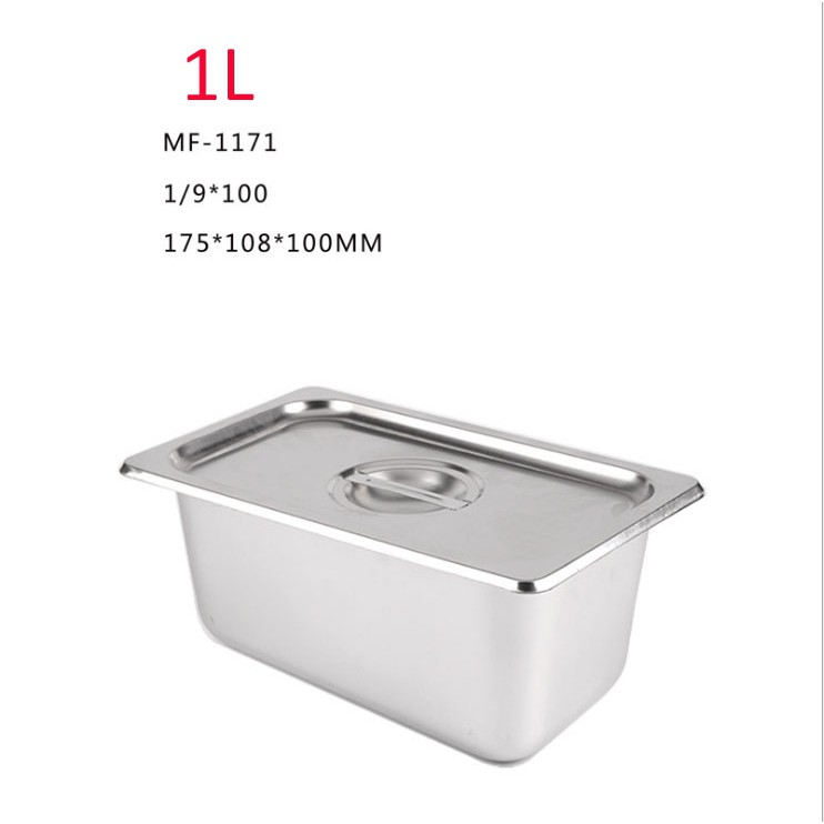 Khay Inox Đựng Thực Phẩm Đựng Thạch Topping Size GN 1/9