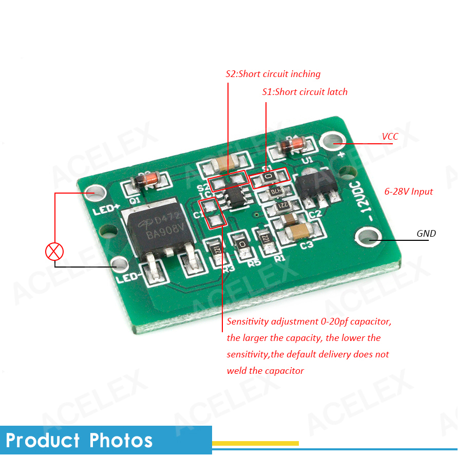 Module Cảm Biến Chạm Điện Dung TTP223  - 12VDC - Touch sensor