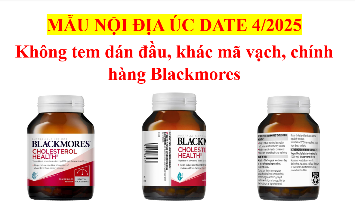 Viên uống giảm mỡ máu blackmores cholesterol health 60 viên quatangme-com-vn DATE 4/2025