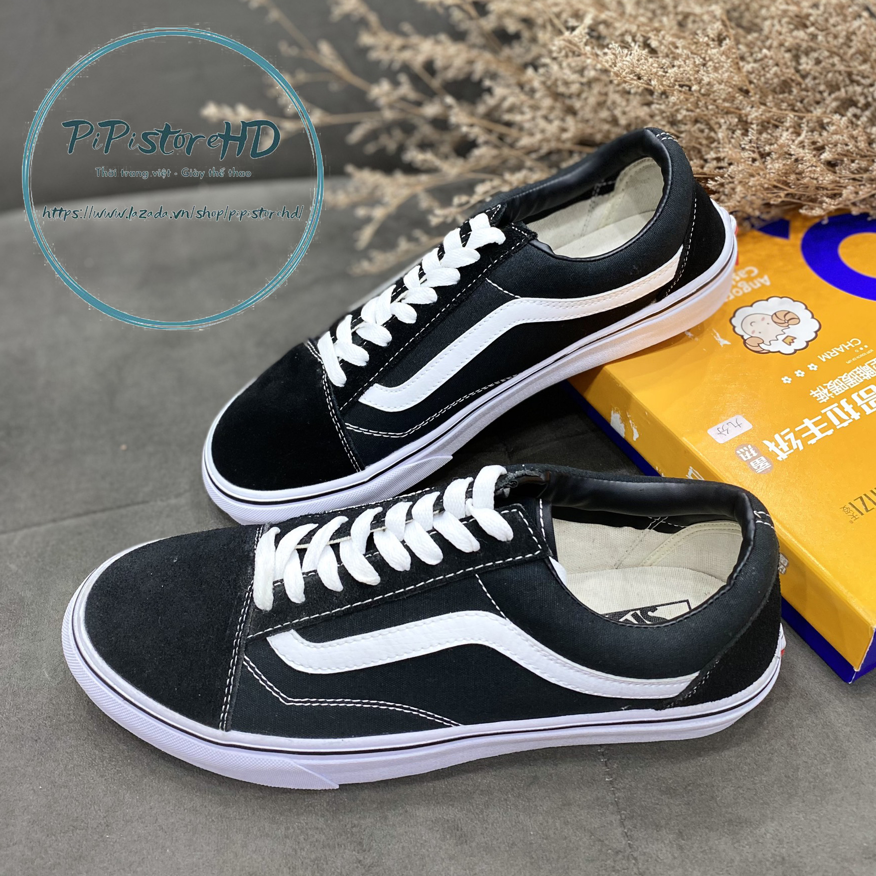 Giày Vans đen, vans old đen 11.Full box giấy gói, size 36-44