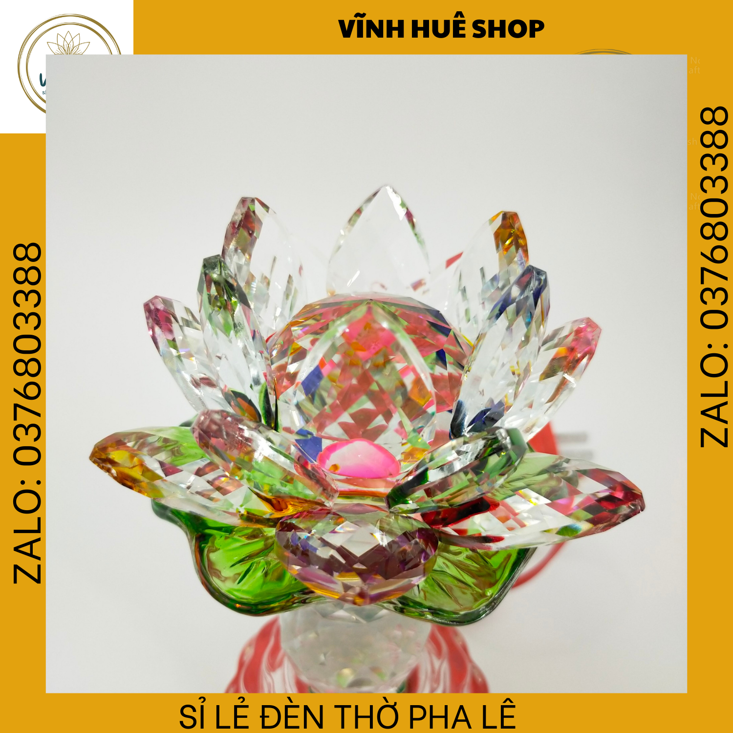 ĐÈN THỜ  PHA LÊ LÁ SEN, MẠCH NHIỀU MÀU, ĐÈN THỜ CÚNG