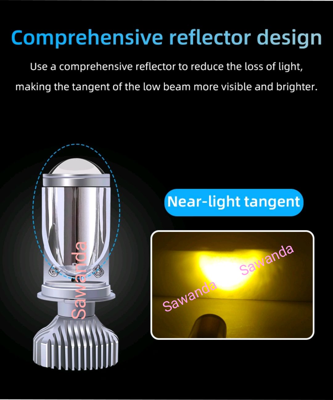 Bi cầu mini Led Napak  H4 cốt đổi 3 màu