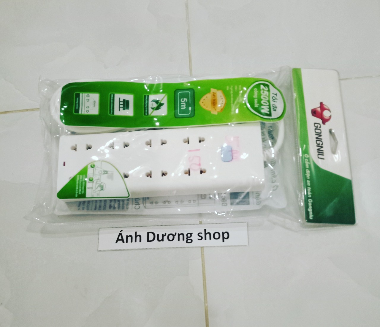 [HCM]Ổ cắm điện Gongniu 3-5m ( 8 ổ 2 + 1 công tắc)