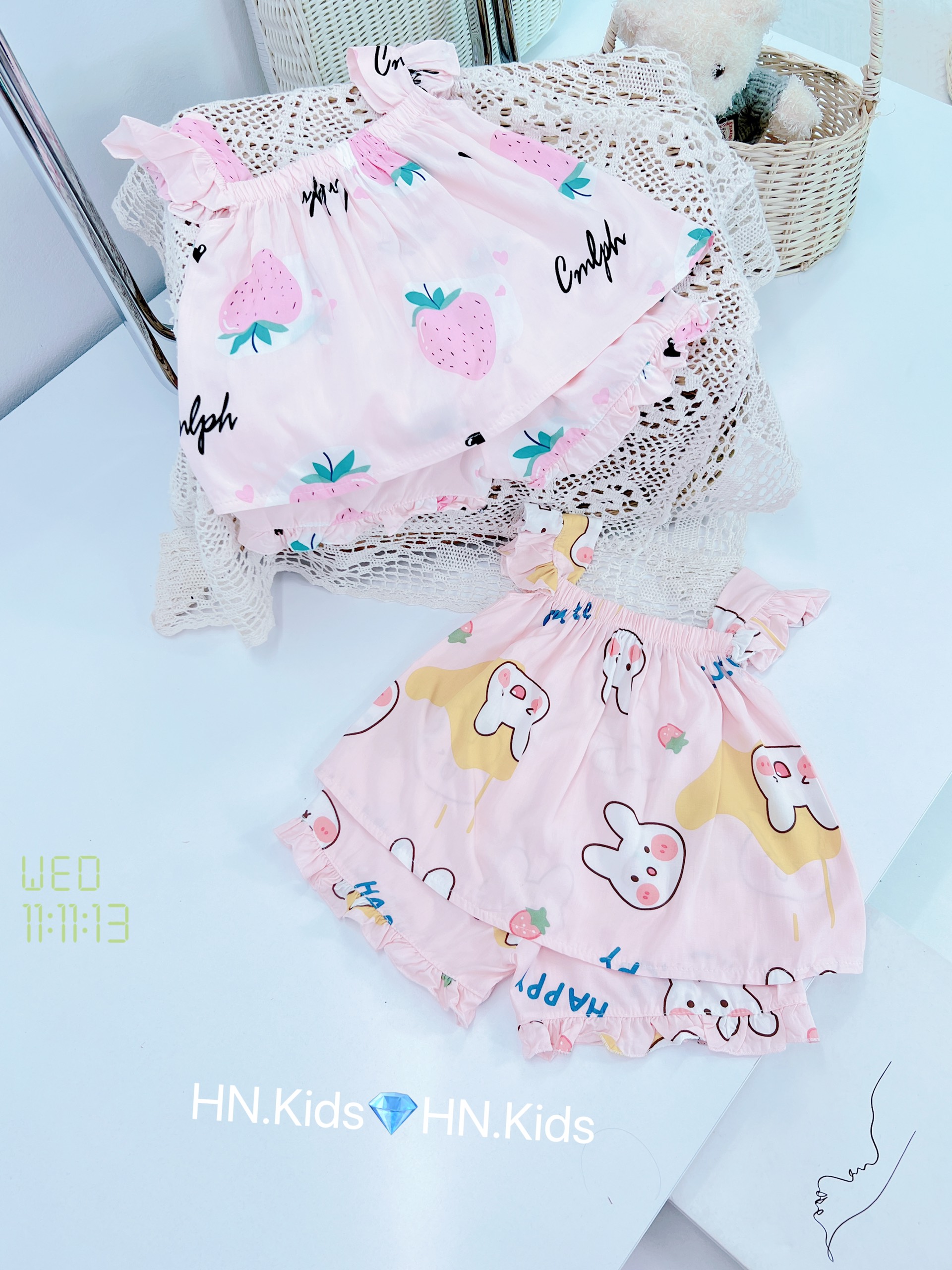 Bộ lanh lụa may cánh tiên mát mẻ cho bé gái - BLLCT