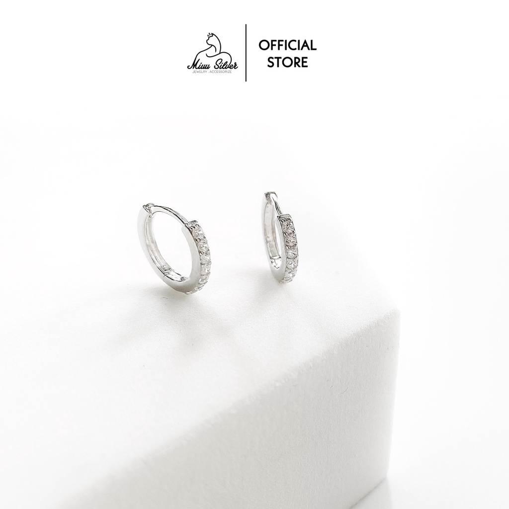 Bông tai bạc nữ vòng tròn đính đá Miuu Silver