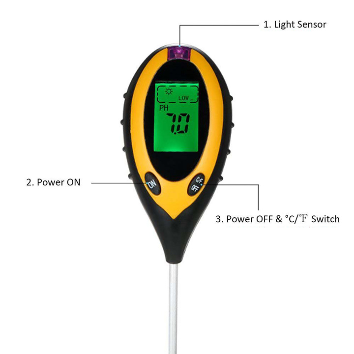 Máy đo, dụng cụ đo độ PH đất 4 trong 1