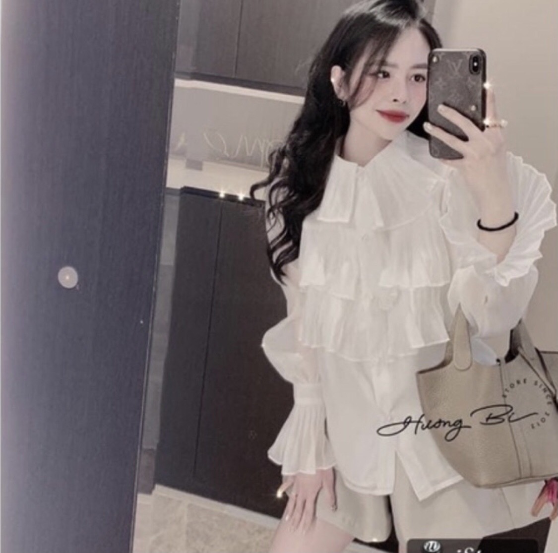 Áo Sơ Mi Tiểu Thư Cổ Bèo Đính Cúc Ngọc KT_014