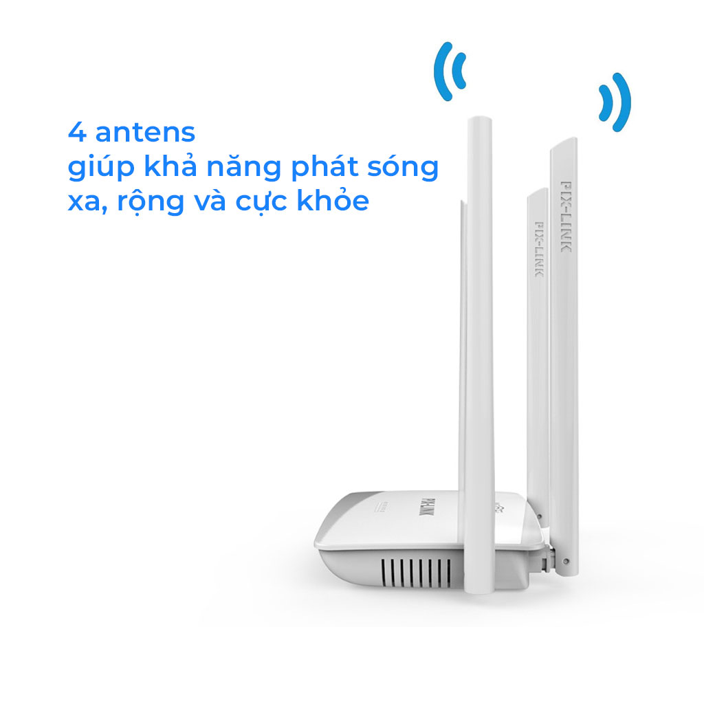 Cục phát wifi 4 râu PIX-LINK LV-WR08, Modem wifi 300Mbps cường độ sóng khỏe, phủ sóng rộng - Hàng chính hãng