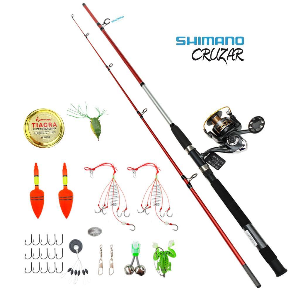 Bộ cần câu 2 khúc rỗng shimano cruzar cao cấp . kích thước: cần 2m7 - máy 6000