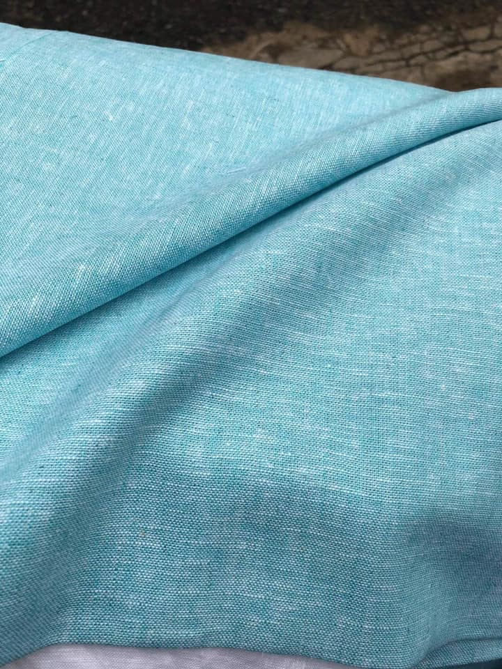 Vải linen bột 2 sợi màu xanh Ngọc