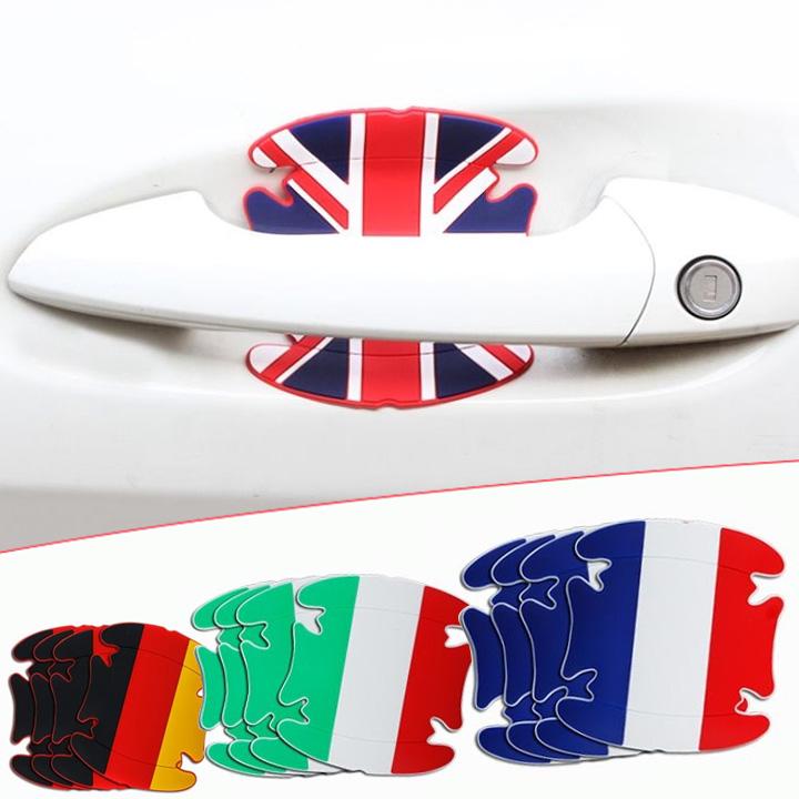 Bộ 04 miếng dán hõm mở cửa xe chống xước hình lá cờ các nước