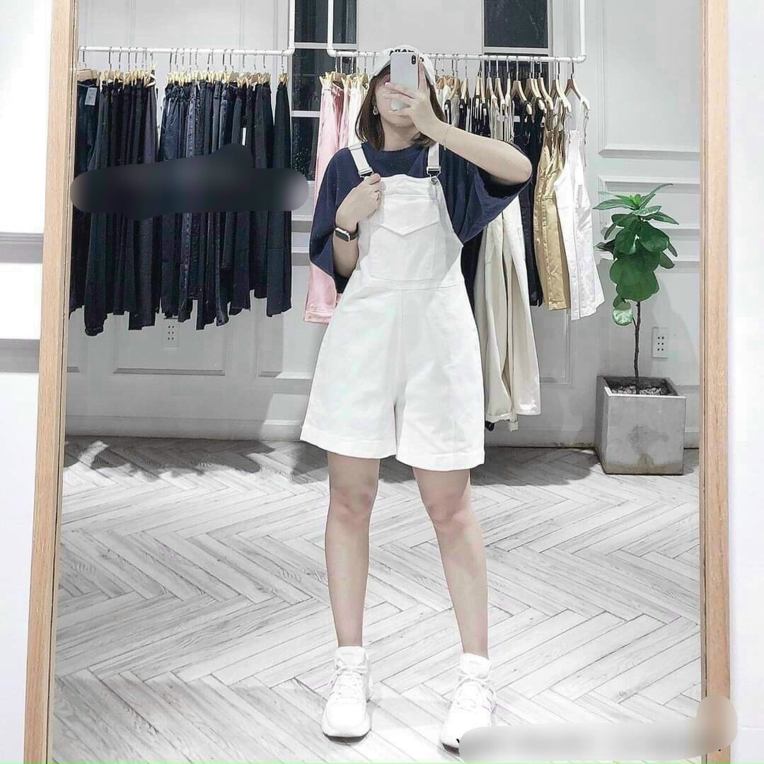 Quần Yếm Jeans Túi 2 Túi