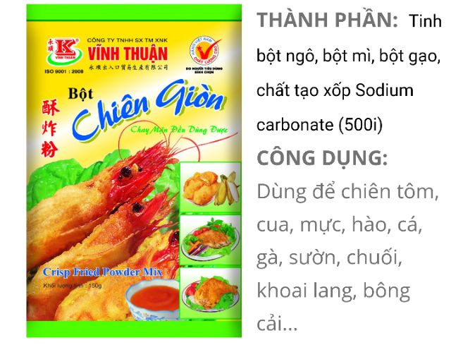Bột chiên giòn Vĩnh Thuận - Túi 1 Kg, phù hợp cả món chay và mặn