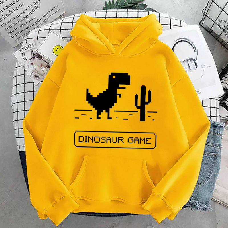 [Hoàn Tiền 15%] ÁO HOODIE UNISEX IN DINOSAUR GAME (NHIỀU MÀU)