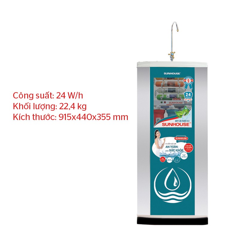 [Trả góp 0%]Máy lọc nước R.O 9 lõi Sunhouse SHR8839K