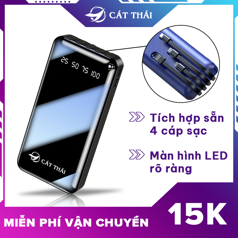 bday hot deals Sạc dự phòng sạc nhanh Cát Thái 20000mAh có sẵn cáp sạc tiện lợi dung lượng lớn dễ dàng mang đi chơi đi du lịch thích hợp với Samsung iPhone Xiaomi OPPO - YM-290S