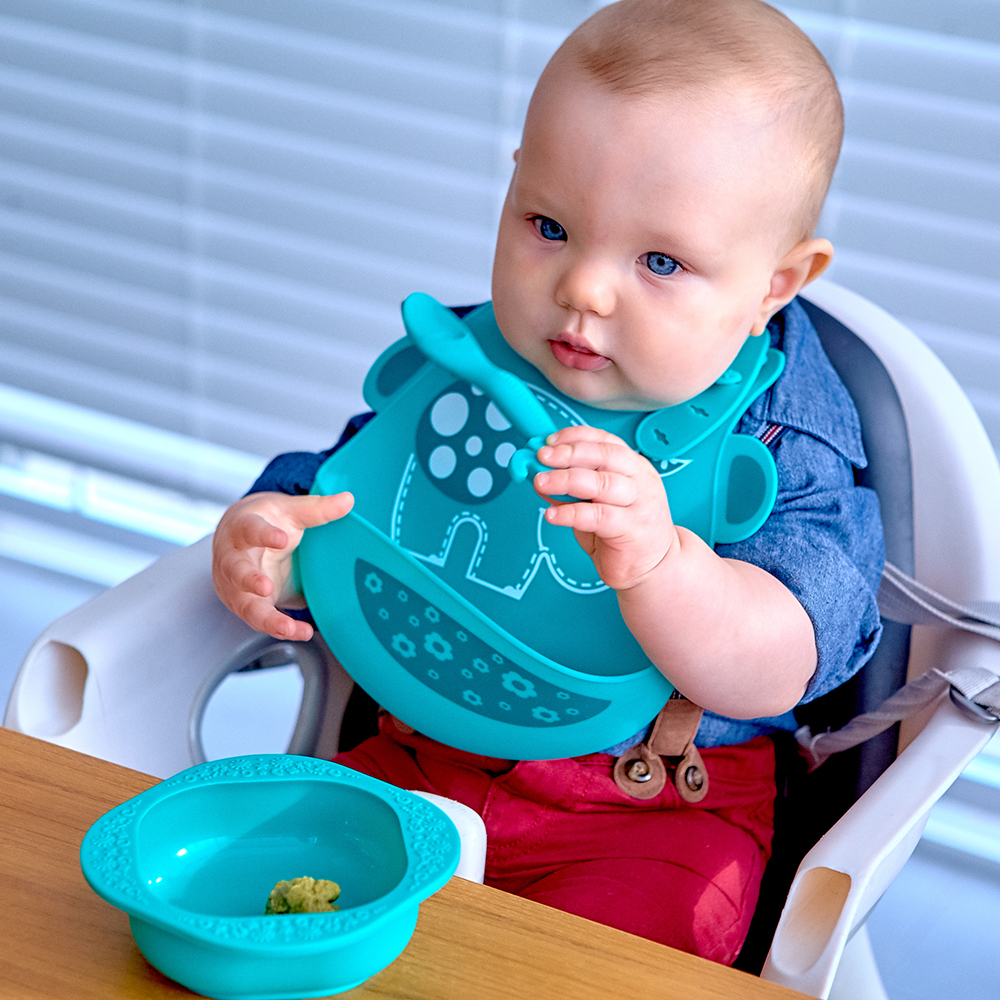 Bộ đồ dùng ăn dặm silicon Baby Marcus & Marcus, cho bé từ 6 tháng - Ollie