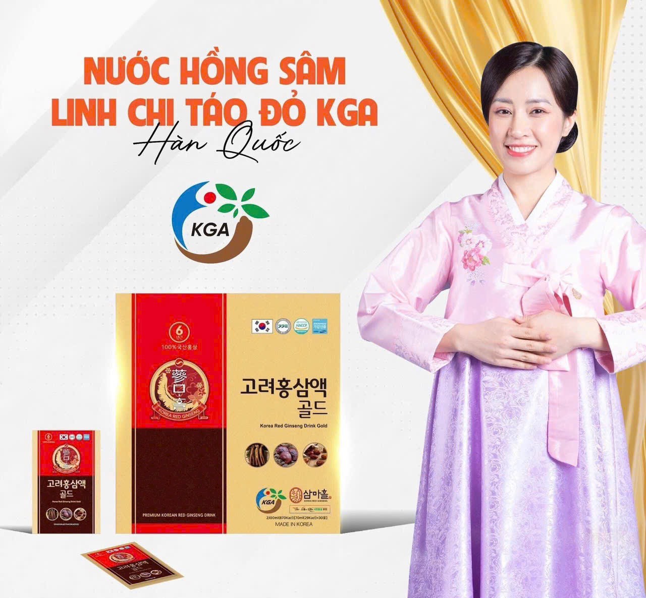 Nước hồng sâm linh chi táo đỏ kga hàn quốc 30 gói x 70ml - red ginseng lingzhi