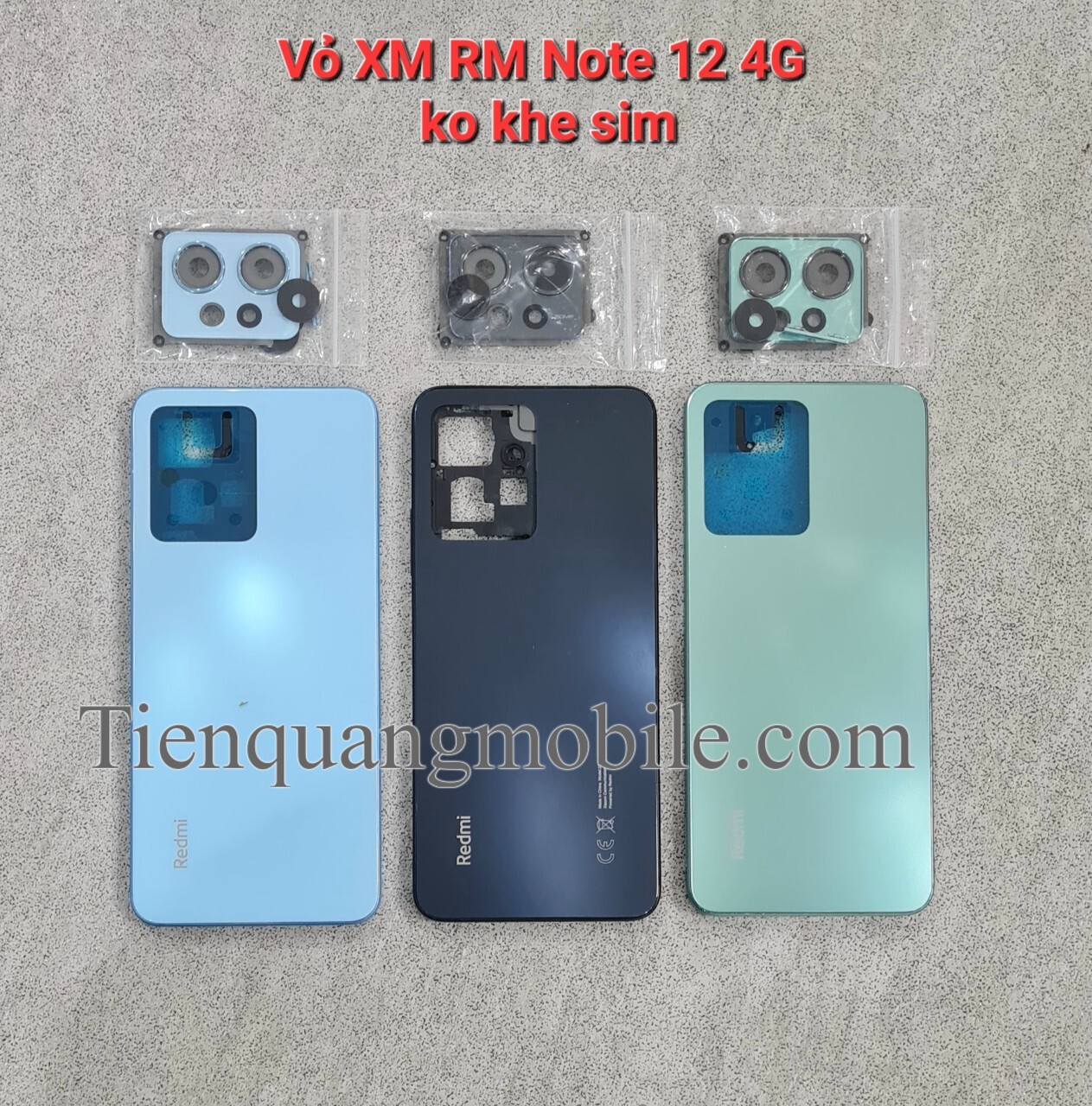 Bộ vỏ Xiaomi Redmi note 12 4G  (gồm nắp lưng, viền sườn, kính cam, nút bấm, khung xương, khe sim)