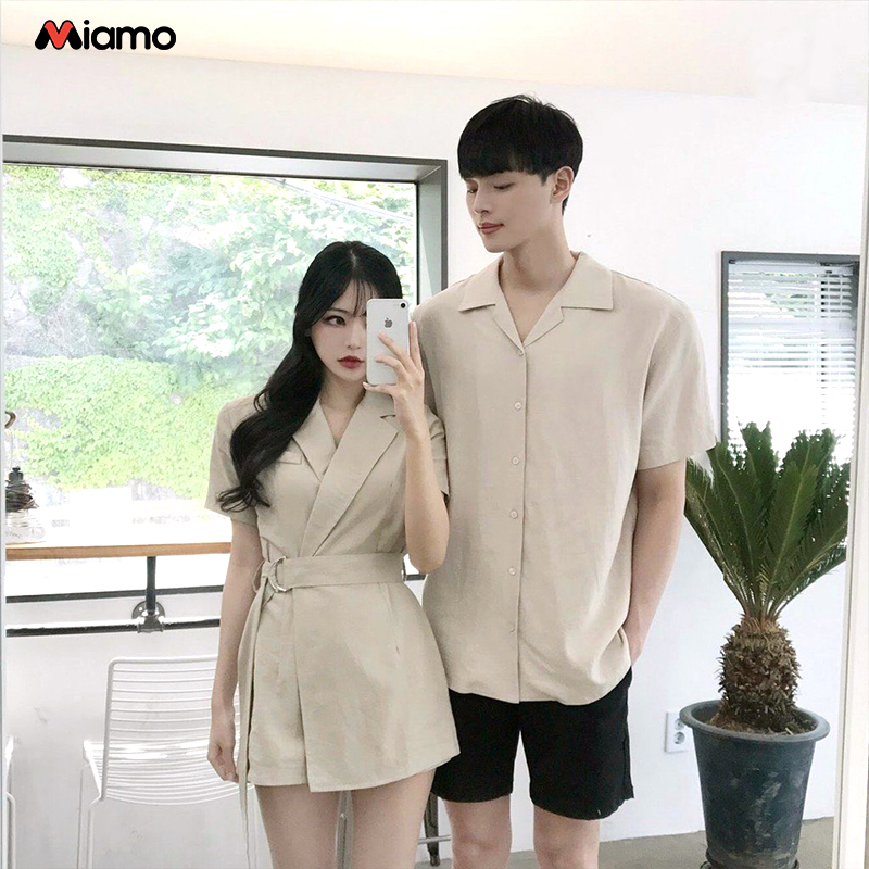 Đồ đôi couple sơ mi nam đầm nữ thời trang tinh tế trẻ trung Miamo cao cấp TN400 (Kèm ảnh thật)