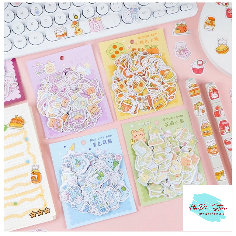 Set 200 chiếc sticker dễ thương nhiều màu, có tách lẻ